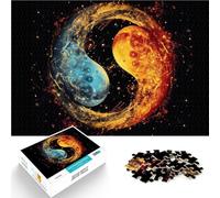 puzzle 1000 pezzi per adulti Fuoco e Acqua Yin Yang Antistress Vacanza in patria Uccidere il tempo con poster abbinato e foglio di quiz 75x50cm