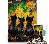 puzzle 1000 pezzi per adulti Gatti neri nella vernice per il giocattolo di sfida del gioco educativo Decorazioni e regali unici per la casa 38x26cm