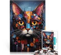 puzzle 1000 pezzi per adulti Gatto astratto dai colori vivaci Giocattolo educativo antistress perché è ideale come regalo per tutta la famiglia 52x38cm