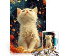 puzzle 1000 pezzi per adulti Gatto bianco nell'arte astratta Per il divertimento in famiglia Migliorare l'amore tra le coppie 75x50cm