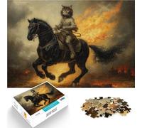 puzzle 1000 pezzi per adulti Gatto che cavalca un cavallo da guerra Giocattoli educativi Ogni pezzo è unico - Gioco divertente e stimolante per tutta la famiglia 38x26cm