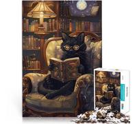 puzzle 1000 pezzi per adulti Gatto che legge un libro per il giocattolo di sfida del gioco educativo Decorazioni e regali unici per la casa 38x26cm