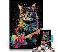 puzzle 1000 pezzi per adulti Gatto colorato che suona la chitarra Gara di velocità delle mani Migliorare l'amore tra le coppie 52x38cm