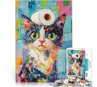 puzzle 1000 pezzi per adulti Gatto con carta igienica Antistress Vacanza in patria Uccidere il tempo Gioco educativo per compleanno e Natale 38x26cm