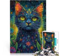 puzzle 1000 pezzi per adulti Gatto con fiori Giocattoli che creano dipendenza e sfidano l'intelligenza del cervello Adatto alle coppie 38x26cm