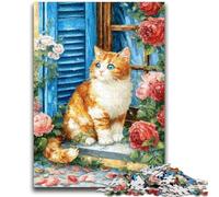 Puzzle 1000 pezzi per adulti Gatto davanti al negozio di fiori Relax Games Gioco educativo per compleanno, Natale e dai 14 anni in su 26x38cm