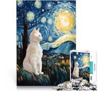 puzzle 1000 pezzi per adulti Gatto della notte stellata Difficile da completare ma divertente e umoristico Ottimo regalo per i giochi 52x38cm