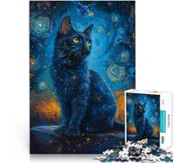 puzzle 1000 pezzi per adulti gatto della notte stellata per il giocattolo di sfida del gioco educativo Lista dei desideri con Babbo Natale 38x26cm