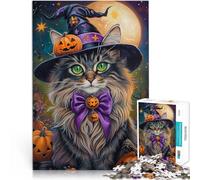 puzzle 1000 pezzi per adulti Gatto di Halloween Giocattolo educativo intellettuale decomprimente è ideale come regalo per tutta la famiglia 38x26cm