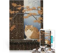 puzzle 1000 pezzi per adulti Gatto dipinto giapponese Difficile da completare ma divertente e umoristico Gioco educativo per compleanno e Natale 38x26cm