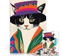 puzzle 1000 pezzi per adulti Gatto eclettico alla moda Antistress Vacanza in patria Uccidere il tempo offerte come regali per tutta la famiglia 38x26cm