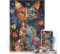 puzzle 1000 pezzi per adulti Gatto eclettico boho per il giocattolo di sfida del gioco educativo Decorazioni e regali unici per la casa 75x50cm