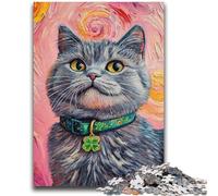 Puzzle 1000 pezzi per adulti Gatto felice per e dai 14 anni in su Gioco pratico Gioco di Natale Regali 50x75cm