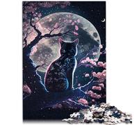 Puzzle 1000 pezzi per Adulti Gatto Fiore di Ciliegio Giappone Gioco intellettuale 10,27 "x 14,96" Regali Segreto Santa per e Adolescenti da 14 Anni e Più