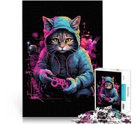 puzzle 1000 pezzi per adulti Gatto giocatore Aiuta il cervello ad allenare i giocattoli che creano dipendenza per coltivare la pazienza Buon regalo 38x52cm