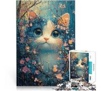 puzzle 1000 pezzi per adulti Gatto in fiore Fatto di carta，per età 14+ Difficile e impegnativo Migliorare l'amore tra le coppie。misurare：38x52cm/14.96x20.47pollice