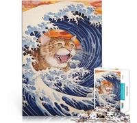 puzzle 1000 pezzi per adulti Gatto nella Grande Onda Giocattoli educativi per l'apprendimento Giochi per famiglie Idee regalo 52x38cm