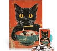 puzzle 1000 pezzi per adulti Gatto nero che mangia sushi per il giocattolo di sfida del gioco educativo Gioco educativo per compleanno e Natale 75x50cm