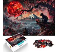puzzle 1000 pezzi per adulti Gatto nero e luna rossa per il giocattolo di sfida del gioco educativo Decorazioni e regali unici per la casa 38x26cm