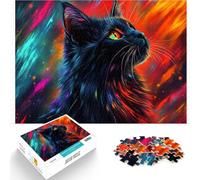 puzzle 1000 pezzi per adulti Gatto nero nella galassia al neon Giocattoli per l'intrattenimento in famiglia Regalo per i compleanni 50x70cm