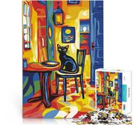 puzzle 1000 pezzi per adulti Gatto nero nella stanza Giocattoli educativi per l'apprendimento Giochi per famiglie grande regalo 38x26cm