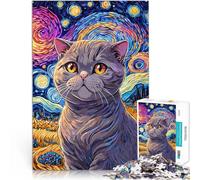 puzzle 1000 pezzi per adulti Gatto Scottish Fold nella notte stellata Taglio di precisione Giocattoli per la decorazione della casa 52x38cm