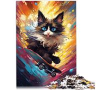 Puzzle 1000 pezzi per adulti gatto siamese gioco intellettuale sollievo dallo stress soggiorno uccidere il tempo adatto per adolescenti dai 14 anni e oltre 26 x 38 cm