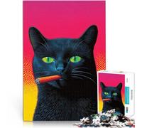 puzzle 1000 pezzi per adulti Gatto simpatico con un sigaro Allena il tuo cervello e le tue mani Decorazioni e regali unici per la casa 75x50cm