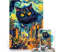 puzzle 1000 pezzi per adulti Gatto sopra la città per il giocattolo di sfida del gioco educativo Decorazioni e regali unici per la casa 52x38cm
