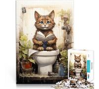 puzzle 1000 pezzi per adulti Gatto sul water Aiuta il cervello ad allenare i giocattoli che creano dipendenza per coltivare la pazienza Idee regalo 75x50cm