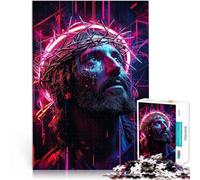 puzzle 1000 pezzi per adulti Gesù nelle luci al neon Antistress Vacanza in patria Uccidere il tempo Migliorare l'amore tra le coppie 38x26cm