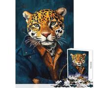 Puzzle 1000 pezzi per adulti Giaguaro in giacca Giocattolo educativo Ottimi regali e giocattoli Gioco educativo Lista dei desideri con Babbo Natale dimensioni 50x75cm