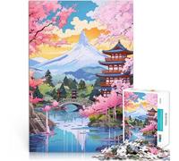 puzzle 1000 pezzi per adulti Giardino giapponese con il monte Fuji Difficile e sfidante Decorazione murale Regali unici per compleanno e Natale 52x38cm