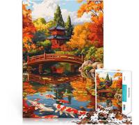 puzzle 1000 pezzi per adulti Giardino giapponese con koi Per il divertimento in famiglia con pezzi completamente interconnessi di forma casuale 75x50cm