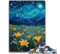 Puzzle 1000 pezzi per adulti Gigli gialli nel cielo notturno, giocattoli giochi educativi antistress che migliorano l'amore tra coppie 50X75CM