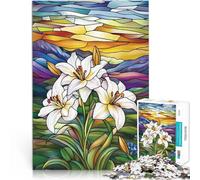 puzzle 1000 pezzi per adulti Gigli in vetro colorato Antistress Vacanza in patria Uccidere il tempo Adatto per la decorazione del desktop 38x26cm