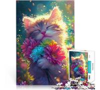 Puzzle 1000 pezzi per adulti, giocattolo educativo antistress, motivo: gatto animato, 26 x 38 cm. Migliora l'amore tra le coppie per i giovani di 14 anni.