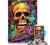 Puzzle 1000 pezzi per adulti Giochi divertenti in famiglia con teschio psichedelico Poster Assortito e Foglio Domande e Risposte. Adatto per adolescenti 14 anni e oltre. 26x38cm