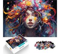 Puzzle 1000 pezzi per adulti gioco intellettuale dea del neon fantasia con poster e scheda di domande e risposte assortite per i 14 anni e più 26 x 38 cm