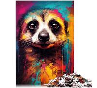 Puzzle 1000 pezzi per adulti gioco intellettuale suricati da colorare con poster e scheda di domande e risposte per adolescenti dai 14 anni e oltre 26 x 38 cm