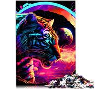 Puzzle 1000 pezzi per adulti gioco intellettuale tigre colorata 26 x 38 cm decorazione per la casa e regali unici adatti per adolescenti dai 14 anni in su.