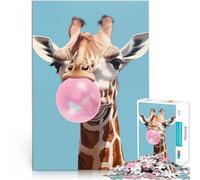 puzzle 1000 pezzi per adulti Giraffa che soffia gomma da masticare Vacanza a casa: uccidere il tempo Decorazione d'arte per la casa 26x38cm