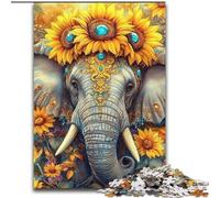 Puzzle 1000 pezzi per adulti Girasole Elefante Puzzle impossibili per adulti Gioco interattivo per famiglie, Decorazione fai da te per la casa, Regalo rompicapo impegnativo (Dimensioni 50x75cm)