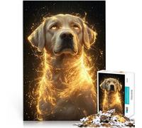 puzzle 1000 pezzi per adulti Golden Glow Labrador Retriever - Arte mistica del cane - Ritratto canino incantato Giochi di relax Opera d'arte 38x26cm