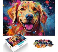 Puzzle 1000 pezzi per adulti Golden Retriever decompressione giocattolo educativo intellettuale analisi e logica per bambini di 14 anni, 26 x 38 cm