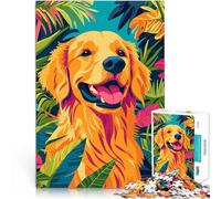 puzzle 1000 pezzi per adulti Golden Retriever felice, arte minimalista della natura Gioco rompicapo Adatto per la decorazione del desktop 75x50cm