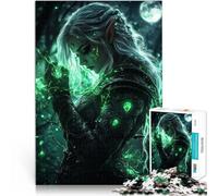 puzzle 1000 pezzi per adulti Guerriero elfo con magia verde Gioco intellettuale giocattolo Ogni pezzo è unico - Gioco divertente e stimolante per tutta la famiglia 38x26cm
