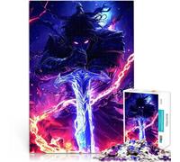 puzzle 1000 pezzi per adulti Guerriero oscuro con spada infuocata del potere, guerriero leggendario da gioco Gara di velocità delle mani Adatto alle coppie 38x26cm