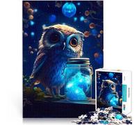 puzzle 1000 pezzi per adulti Gufo carino luminoso per il giocattolo di sfida del gioco educativo con poster abbinato e foglio di quiz 38x26cm