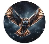 Puzzle 1000 pezzi per adulti, gufo galattico, puzzle rotondo in cartone, attività educativa per le abilità cognitive, miglioramento delle abilità cognitive (67,5x67,5 cm)